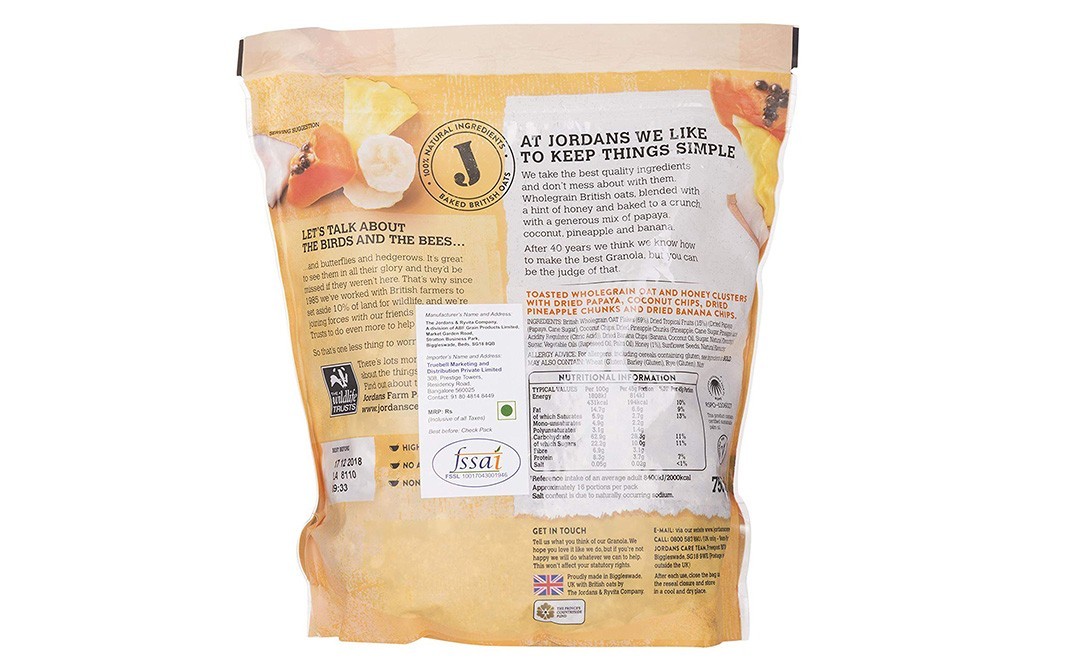 Jordans Crunchy Oat Granola Tropical Fruits   Pack  750 grams